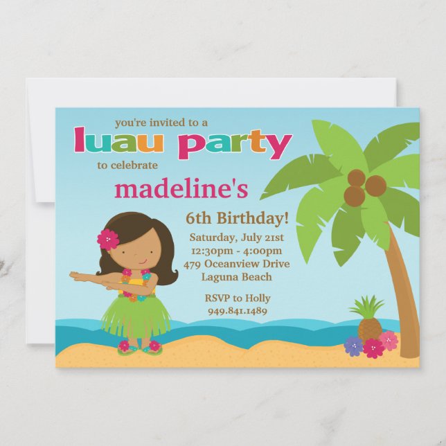 Luau Birthday Party Invitation (Front)