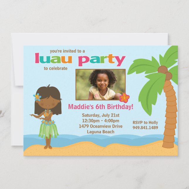Luau Birthday Party Invitation (Front)