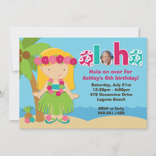 Luau Birthday Party Invitation (Front)