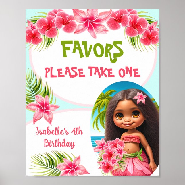 Luau birthday Tropical beach party girl Favour Sig Poster (Front)