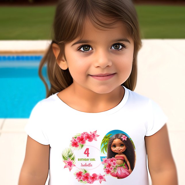 Luau Birthday Tropical Beach Party Name Girl Toddler T-Shirt (Luau Birthday Tropical Beach Party Name Girl Toddler T-shirt)