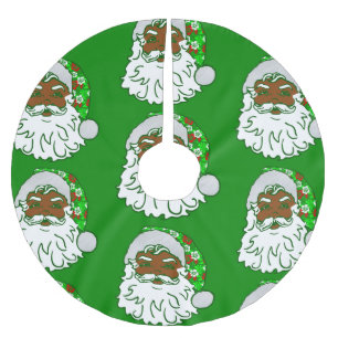 luau christmas hawaiian african black santa claus brushed polyester tree skirt