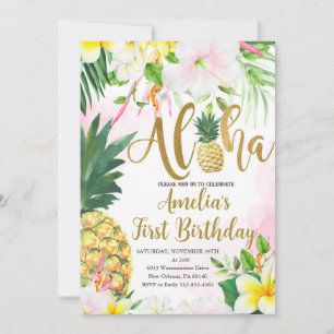 Luau First Birthday, Tropical Birthday, Aloha Invitation