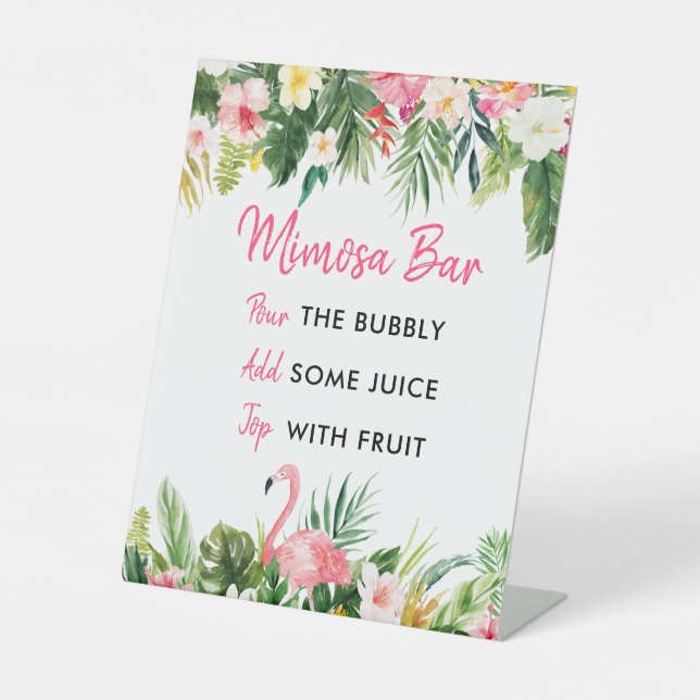 Luau Flamingo Tropical Mimosa Bar Sign (Front)