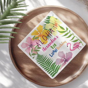 Luau Girl 1st Birthday Napkin