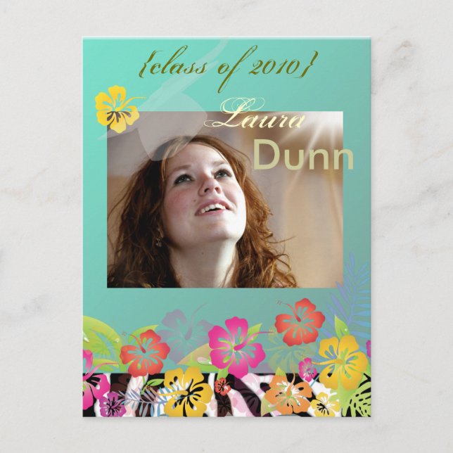 Luau Graduations, photos postcards/diy colour Invitation Postcard (Front)