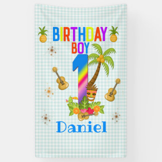 Luau Hawaii Hawaiian Pool Boy Birthday Party Banner