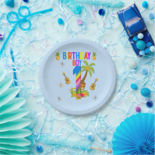 Luau Hawaii Hawaiian Pool Boy Birthday Party Paper Plate