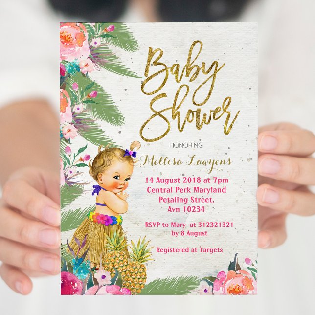 Luau Hawaiian Baby Shower Invitation (Creator Uploaded)