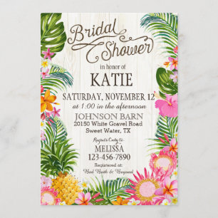 Luau Hawaiian Beach Rustic Bridal Shower Invitation