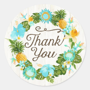 Luau Hawaiian Beach Rustic Thank You Label