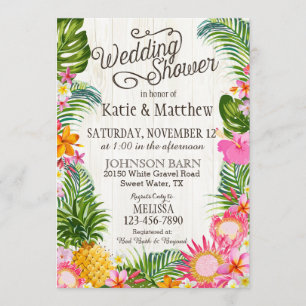 Luau Hawaiian Beach Rustic Wedding Shower Invitation