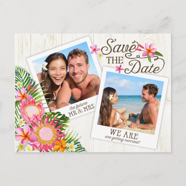 Luau Hawaiian Rustic Beach Save the Date Announcement Postcard (Front)