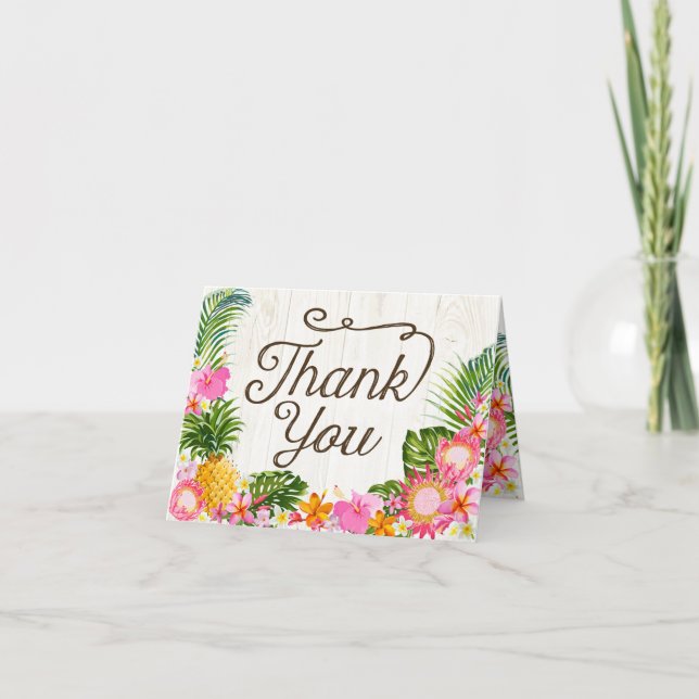 Luau Hawaiian Rustic Beach Thank You Card (Front)