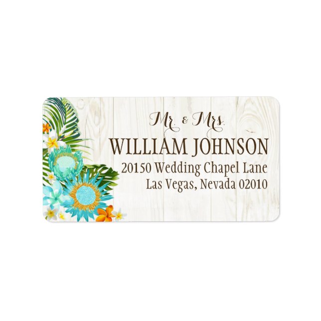 Luau Hawaiian Rustic Beach Wedding Label (Front)