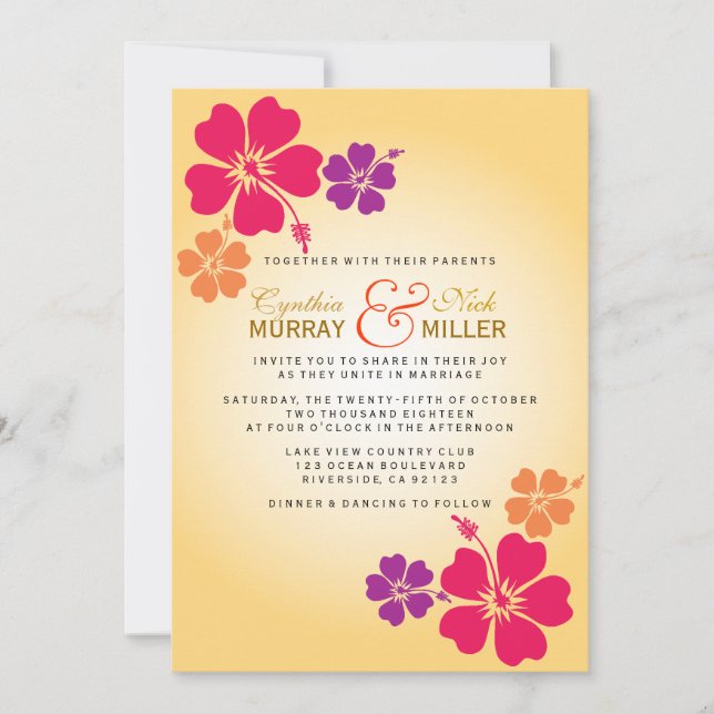Luau / Hawaiian Wedding Invitation (Front)