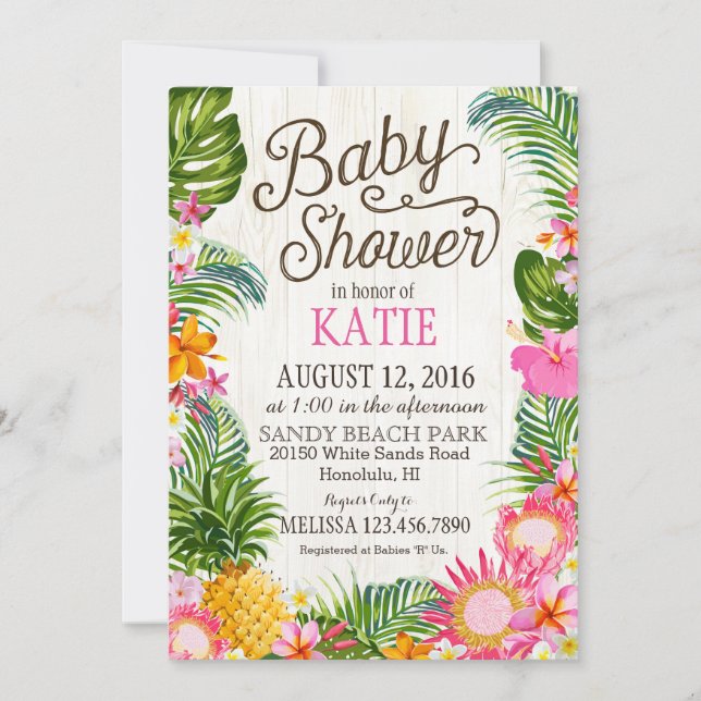 Luau Hawiian Beach Rustic Baby Shower Invitation (Front)