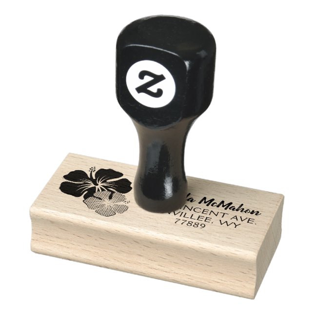 Luau Hibiscus Return Address Label Rubber Stamper Stamp (Stamp)