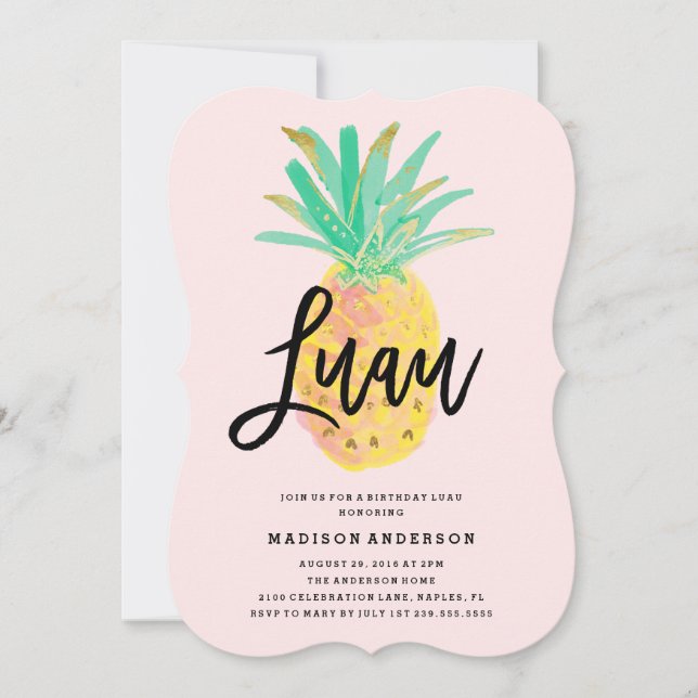 Luau in Pink Party Invitation (Front)