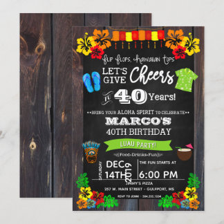 Luau Invitation, Luau Birthday Invitations