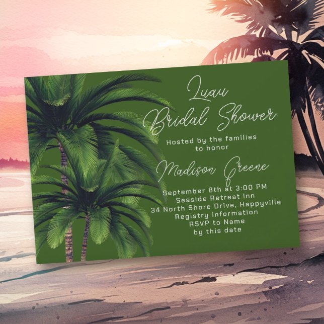 Luau Palm Trees Wedding Bridal Shower Invitation (Creator Uploaded)