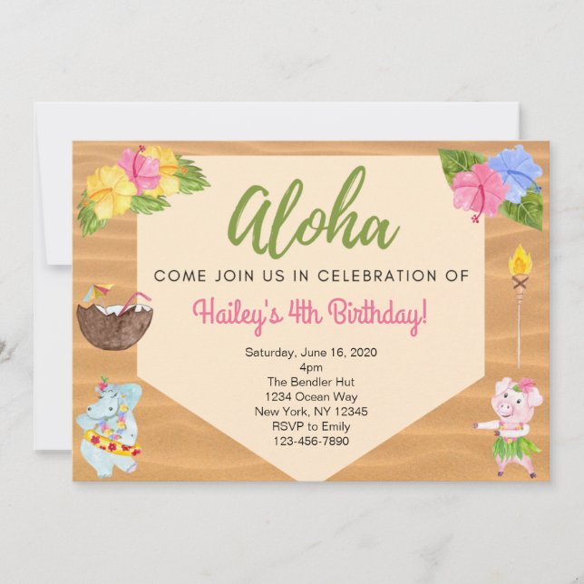 Luau Party Invitation (Front)