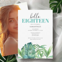 Luau Party Invitations Watercolor 18th Birthday
