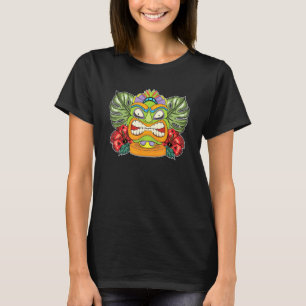 Luau Party Statue Hawaiian Tiki Mask Tropical Flow T-Shirt