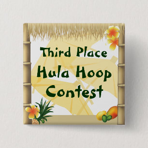 Luau Party Third Place Hula Hoop Award Button