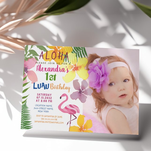 Luau Photo 1st Birthday Invitation (Creator Uploaded)