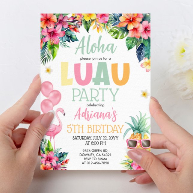 Luau Pineapple Hawaiian Girl Birthday Party Invitation (Creator Uploaded)