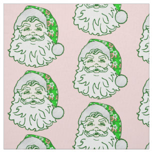 luau pink christmas hawaiian santa claus fabric