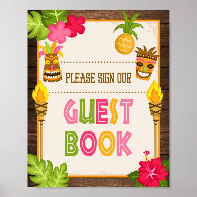Luau Please Sign Our Guest Book Sign (Front)