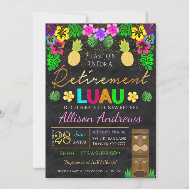  Luau Retirement Invitation (Front)