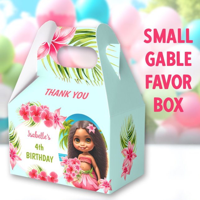 Luau Summer Birthday Tropical Beach Party girl Favour Box (Luau Tropical Small Gable Favor Boxes - You can choose from 3 sizes of these gable favor boxes)