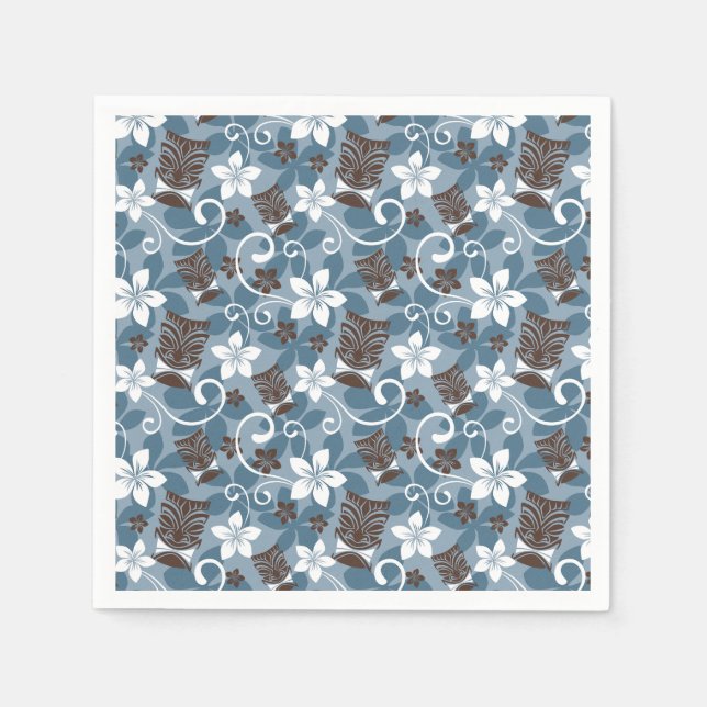LUAU TIKI DESIGN (BLUE) NAPKIN (Front)