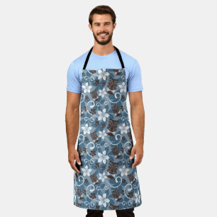 LUAU TIKI PATTERN (BLUE) APRON