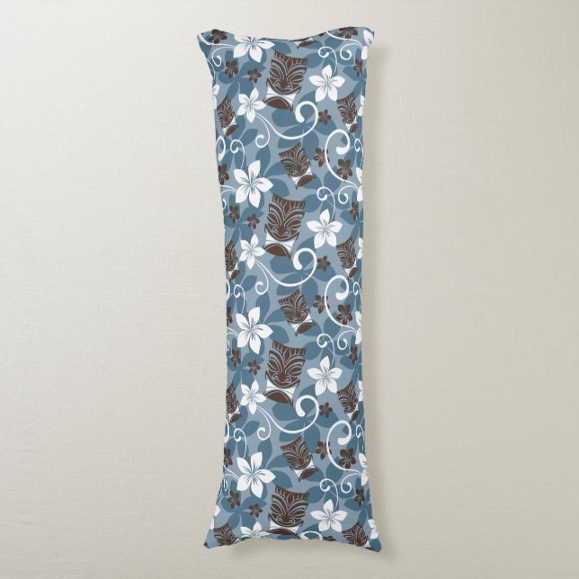 LUAU TIKI PATTERN (BLUE) BODY CUSHION (Front Vertical)