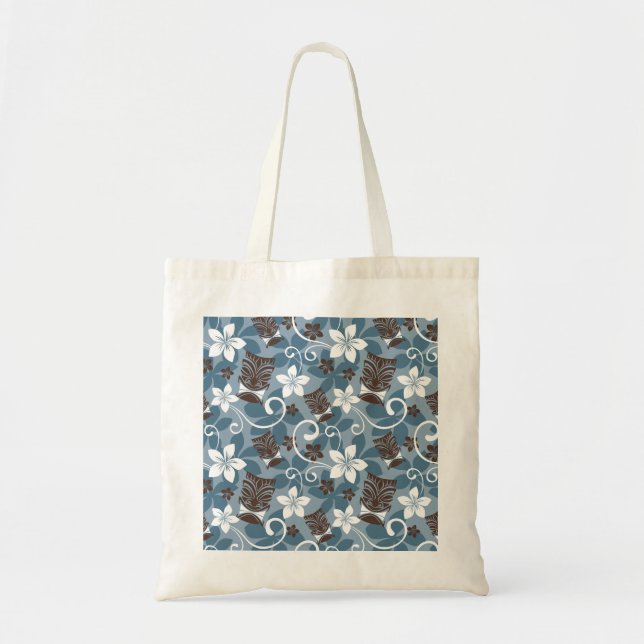 LUAU TIKI PATTERN (BLUE) TOTE BAG (Front)
