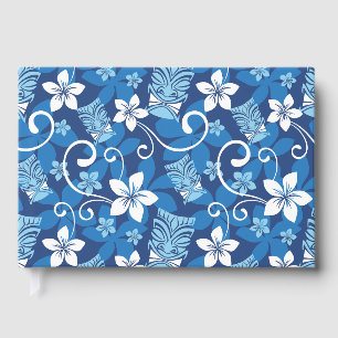 LUAU TIKI PATTERN IN BLUE GUEST BOOK