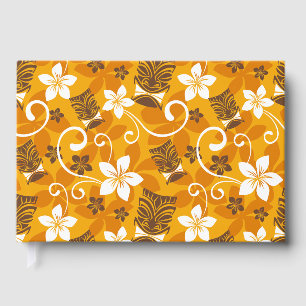 LUAU TIKI PATTERN IN ORANGE GUEST BOOK