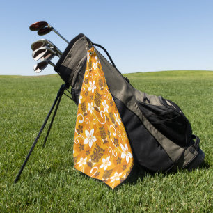 LUAU TIKI PATTERN (ORANGE) GOLF TOWEL