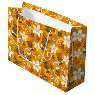LUAU TIKI PATTERN (ORANGE) LARGE GIFT BAG