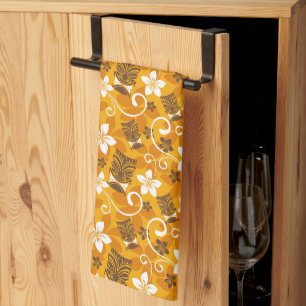 LUAU TIKI PATTERN (ORANGE) TEA TOWEL