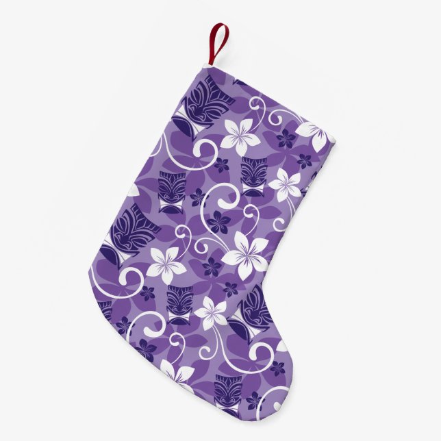 LUAU TIKI PATTERN (PURPLE) SMALL CHRISTMAS STOCKING (Front (Hanging))