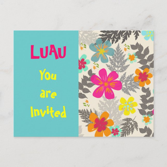 Luau Time party invitation postcard (Front)