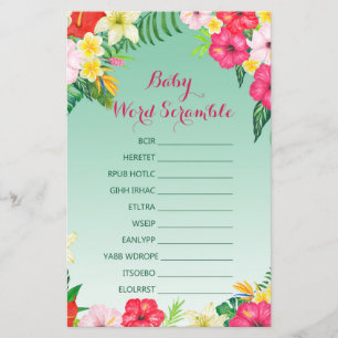 Luau Tropical Baby Shower Game with answer