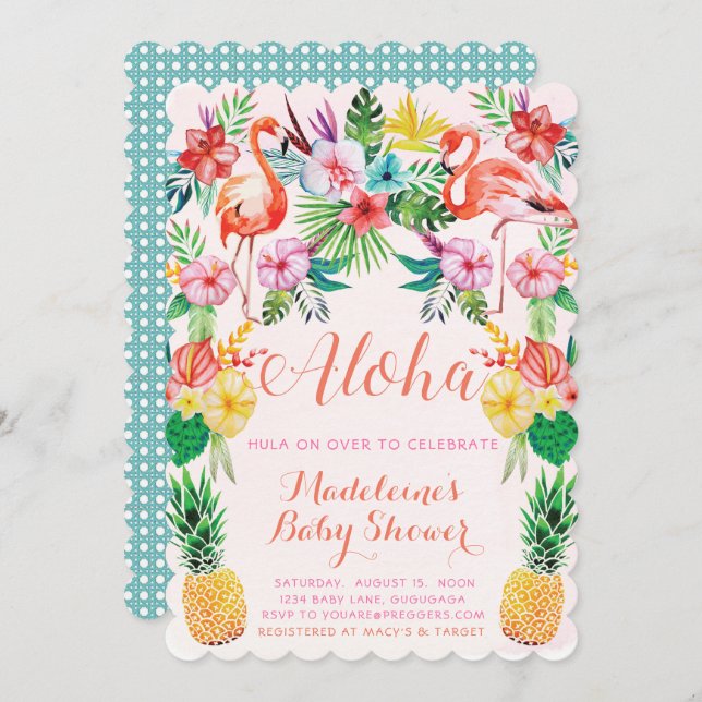 Luau Tropical Baby Shower Invitation (Front/Back)