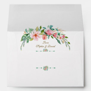 Luau Tropical Floral Wedding Return Address Envelope