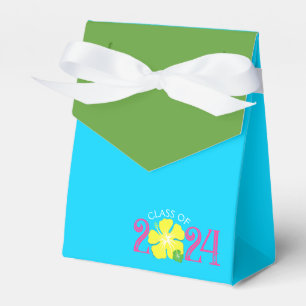 Luau Tropical Hibiscus Graduation Blue Favour Box